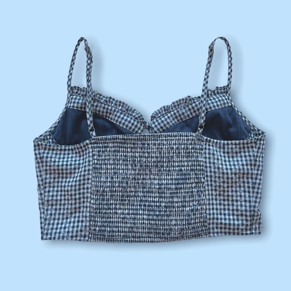 NWOT Pacsun Blue Gingham cropped tank - Picture 3 of 4